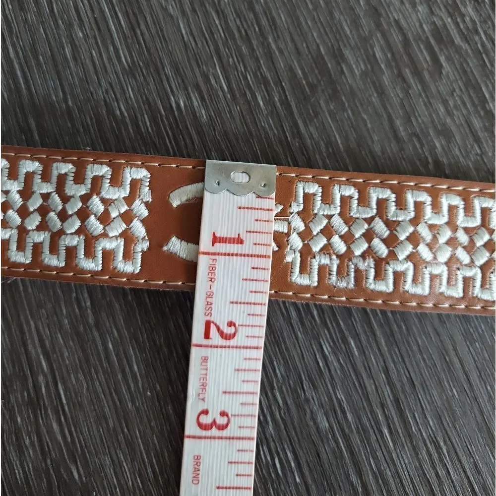 Authentic Mexican Cinto Piteado Western Embroidered Leather Belt  30